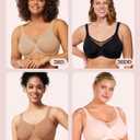 HSIA Minimizer Bras for Women Plus Size, Full Coverage Coolcomfort T Shirt Unlined Bra with Underwire for Heavy Breast (46D, Black)