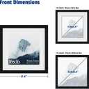 16x16 Square Picture Frame 3 Pack, Solid Real Wood Grain, Displays 12x12 with Mat or 16x16 Without Mat, Wall Gallery Poster Frames, Black