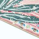 Oriental Tropical Kitchen Runner Rug 2x5 Washable, Thin Stain Resistant Pink Boho Bathroom Runner Rug for Hallway Entryway Bedroom Laundry, Vintage Abstract Hippie Botanical Long Carpet