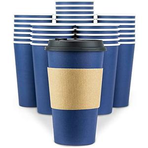 Disposable Coffee Cups With Lids - 16 oz To Go Coffee Cups (80 Set) With Sleeves and Tight Lids Prevent Leaks. Paper Hot Cup Holds Shape With Hot, Cold Drinks. Insulated to Protect Fingers from Heat!