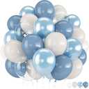 Dusty Blue Balloons, 12 inch Double Stuffed Dusty Pearl Light Blue Sand White Clear Balloon for Winter Wonderland Boho Wedding Birthday Boys Baby Shower Birdal Bachelorette Engagement Party Decoration