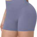 Runhit No Front Seam Biker Shorts for Women - 3''/5''/8'' High Waisted Workout Gym Yoga Spandex Shorts Tummy Control (Medium, Purple)