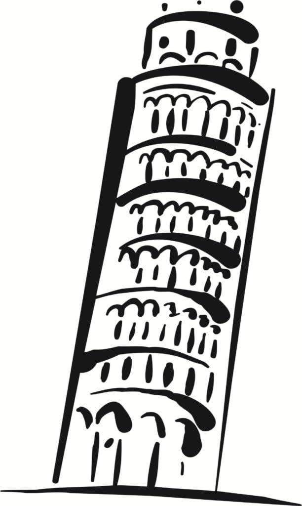 Design With Vinyl Home Wall Decals - Italian Torre Pendente di Pisa Removable Wall Sticker Home Decoration - Size: 20 in x 38 in (Black)
