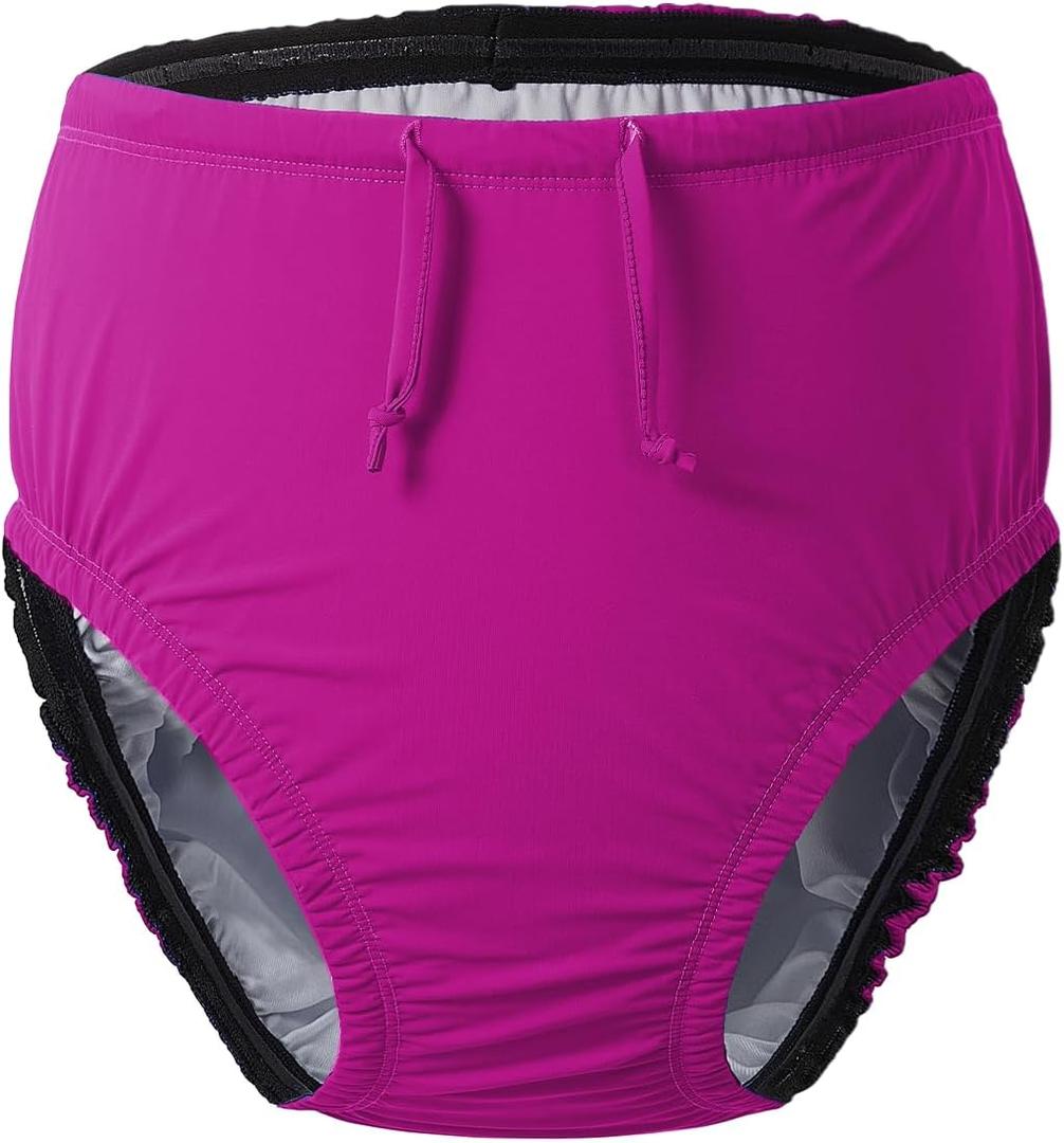 Adult Reusable Swim Diapers Special Needs Swimwear for Incontinence Cloth Diaper Covers Waterproof,Leakproof, Unisex (Pink)