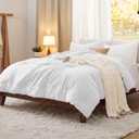 Bedsure King Size Comforter Set, Prewashed Bedding White