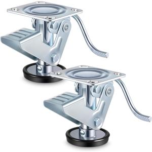 2 Pcs Brake Floor Lock Brake Pedal Lock Heavy Duty Steel with Anti-Slip Rubber Pads for Furniture, Equipment, Workshops, and Garages (4 Inch)