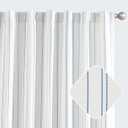 jinchan White Curtains Blue Striped Curtains 84 Inch Length for Living Room Bedroom Window Treatment Modern Linen Look Ticking Stripe Pinstripe Privacy Light Filtering Back Tab Rod Pocket 2 Panels