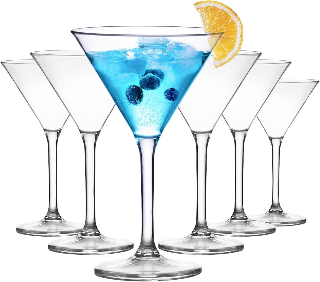 ZOMUIA Plastic Martini Glasses, 10 oz Martini Glasses Set of 12, Reusable Plastic Cocktail Glasses, Unbreakable Cocktail Glasses for Bar, Margarita, Whiskey, Tequila, Party, Poolside, Outdoors
