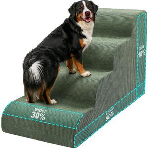 Extra Wid Dog Stairs for Large Dogs, 24" H Pet Steps for High Beds, 39.37"D x 24"W x 19.69"H Green