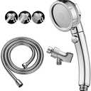 KAIYING Chrome High Pressure Handheld Shower Head with ON/OFF Pause Switch, 3 Spray Modes Shower Wand with Shut Off Button, Removable Camper Shower Head with Hose and Adjustable Angle Bracket