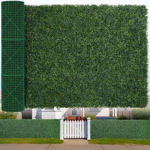 Artificial Boxwood Roll, 48x120 in(40 sqft) UV-Anti Faux Ivy Hedge Grass Wall Panels for Patio and Balcony Privacy, Fake Greenery Backdrop Decor for Fence, Garden, Backyard