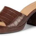 Amazon Essentials Women's Platform Block Heel Mule Sandals (12, Brown Faux Crocodile)