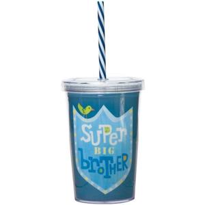 C.R. Gibson Super Big Brother Insulated Small Acrylic Tumbler for Boys, 10 fl. oz., Blue