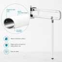 Toilet Flip Up Grab Bar for Elderly Adult with Stand 23.6 Inch, White