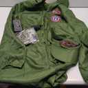 Fighter Pilot Costume for Kids Air Force Flight Suit Dress Up Halloween Career Day (12-14/160, Green(with Accessories)) Size: 12-14/160