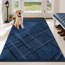 COSY HOMEER Front Door Mat Low Profile Non-Slip Doormat for Entryway, Absorbent Dirt Trapper Washable Entrance Mat, Sturdy Polyester Doormats (60"x36", Blue)