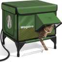 Heated Cat House for Outside, Insulated Weatherproof Heated Outdoor Cat House with Waterproof Eaves & Escape Door, Elevated Outdoor Cat Shelter for Feral Stray Cat (Green, 16.5"x12.6"x16.9")