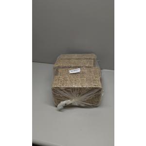 4 Small 3.6 QT Seagrass Wicker Baskets for Shelves, 10" Long Woven Pantry Organizers and Storage Basket, Decorative Ratten Shallow Rectangle Baskets for Organizing Countertop Kitchen