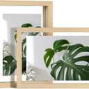 Egofine 5x7 Floating Frames Set of 2, Double Plexiglass Picture Frame, Made of Solid Wood Display Any Size Photo up to 5x7, Wall Mount or Tabletop Standing, Natural Wood