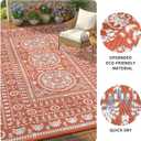Garvee Reversible Outdoor Rug 9x12 for Patio, Waterproof Outdoor Area Rug, Modern Medallion Indoor Outdoor Rugs, Plastic Straw Rug for RV, Camping, Deck, Vintage Terracotta