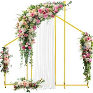 Set of 3 Gold Metal Arch Backdrop Stand (7.2FT/5.8/4.2) Balloon Arch Frame for Weddings Parties Birthdays Baby Showers Graduations and Holiday Ceremony Supplies Backdrop Frame and Arches for Backdrop (7.2FT / 5.8FT / 4.2FT)