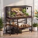 Fish Tank Stand for 40-55 Gallon Fish Tanks, 43.3" x 22" Heavy Duty Aquarium Stand with Power Outlet, Storage Shelves & Adjustable Feet, Metal Terrarium Stand for Reptile Tanks
