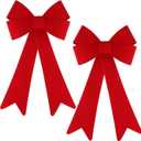 Aneco 2 Pack 14.5 x 24 inches Red Christmas Bows Christmas Wreaths Bows Xmas Plastic Bows for Christmas Tree, Garland and Outdoor Decoration