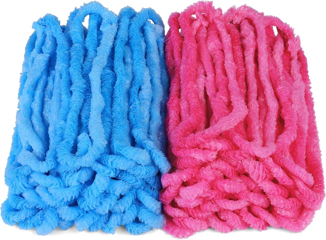 ADXCO 72 Pieces Baby Gender Reveal Leis Bulk Plastic Leis Assortment Flower Leis Necklaces Hawaiian Leis Decorations Pink and Blue Leis for Baby Shower Announcement Party