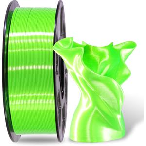 Silk Shiny Luster Bright Lime Green PLA 3D Printing Filament, 1KG 2.2Lbs 1.75mm 3D Print Material with High Diameter Accuracy, Neatly Wound Silk PLA Widely Support for FDM 3D Printers by MIKA3D