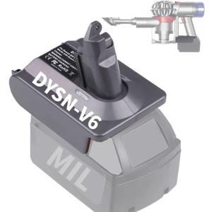 for Dyson V6 for Milwaukee Battery Adapter to for Dyson Animal Series Absolute Motorhead Slim SV04,for 21.6V Series Vacuums