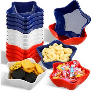 12 Pcs Patriotic Star Shaped Bowl 4th of July Dessert Plate Independence Day Candy Bowl for Tiered Tray Decoration Table Shelf Decorations Farmhouse Home Decoration Housewarming Gift Idea