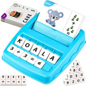 Learning Educational Toys 2 in 1 Matching Letter and Number Games for Boys and Girls Sight Words Recognition Flash Cards Kindergarten Teaching Tools Preschool Learning Materials for Kids Ages 3-7 (Blue)