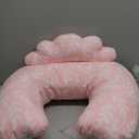 PILLANI Nursing Pillow, Breastfeeding Pillows for Enhanced Safety & Comfort for Mom & Baby, Removable Cotton Cover, Adjustable Waist Strap, Breastfeeding Essentials, Baby Registry Search (Pink Leaves)