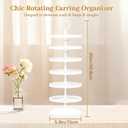 MODOWEY 6 Tier Rotating Earring Holder Organizer, Adjustable Metal and Plastic Stand Tree with 342 Grooves for Stud Hoop Pierced Dangle Display, Decluttered, Space-Saving Storage Rack for Women, White
