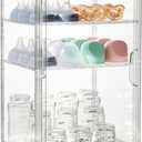 3-Tier Baby Bottle Organizer, Clear Acrylic Stackable Storage Bins Transparent Plastic Baby Bottle Station for Countertop, Cabinet, Bathroom, Vanity, Kitchen, Closet