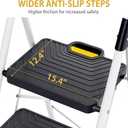KINGRACK 3 Step Ladder, Folding Step Stool with Comfortable Handrail, Wide Anti-Slip Pedals & Safe-Lock Design, 800lbs Load Capacity, Sturdy Steel Portable Ladder, Perfect for Home and Kitchen, White 3"W x 40.9"H