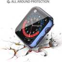 Misxi 2 Pack Hard PC Case with Tempered Glass Screen Protector Compatible with Apple Watch Series 9 (2023) Series 8 Series 7 45mm, Ultra-Thin Cover for iWatch S9/S8/S7, 1 Blue + 1 Transparent