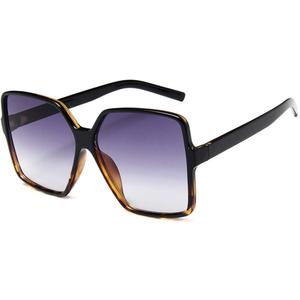 Dollger Oversized Square Sunglasses for Women Big Large Wide Fashion Shades for Men UV Protection Unisex (F: Black Gradient Leopard Frame)