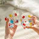 AlifordGlass Glass Tumblers with Colorful Patterns, Lead-Free, Set of 4 or 6 (Set of 6)