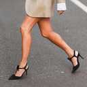 Mofri ShowHow Womens High Heels Closed Splicing Pointed Toe Stiletto Bow Tie Slingback Heeled Shoes Ankle Strap Wedding Pumps Bridal Party Work Dress Shoes (10, Black)