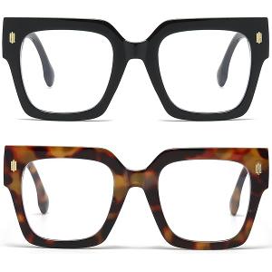 livho Oversized up to 99% Blue Light Blocking Glasses for Woman - Rectangle Fashion Glasses for Computer, Chic Preppy Frame
2 Pack