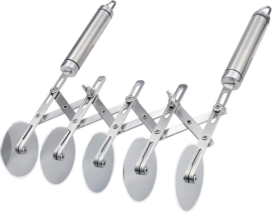 Juome 5 Wheel Pastry Cutter Stainless Pizza Slicer Multi-Round Dough Cutter Roller Cookie Pastry Knife Divider with Handle