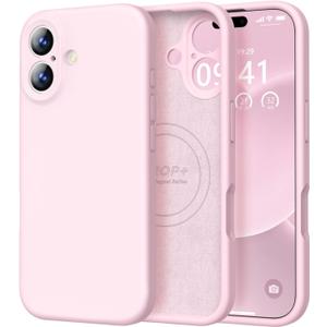 Vooii Magnetic for iPhone 17 Case, Compatible with Magsafe (Premium Liquid Silicone) (Integrated Camera Control Button) Full Body Protective Anti-Scratch Microfiber Lining 6.3", Chalk Pink