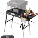 Portable Outdoor Grill Table, Blackstone Griddle Stand, Movable Griddle Stand Fit 17 Inch or 22 Inch, Grill Cart for Blackstone, Ninja Woodfire Grill Stand