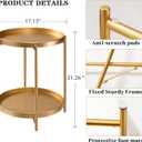 TeoKJ 2 Tier Gold Side Table, Folding Round Metal End Table Small Nightstand with Two Removable Tray for Bedroom Living Room Small Spaces Bedside Gold