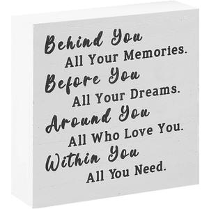 3 x Graduation Decorations 2026 - Wood Quote Sign Box Decor Graduation Gifts for Her Him Inspirational Graduate Desk Decor for Senior College Middle High School Student Boys Girls - White