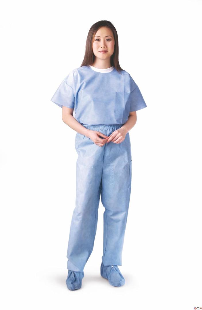Medline Small Size Disposable Scrub Pants, Elastic Waist, Blue - Ideal for Healthcare Professionals, 30 Count
