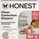 The Honest Company Clean Conscious Diapers for Sensitive Skin Up to 100% Leakproof Hypoallergenic, Fragrance Free Girl Prints Super Club Box, Size 4 (22-37 lbs), 104 Count (Prints May Vary) (Wild Thang + All the Alpacas)