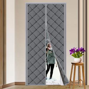 Magnetic Thermal Insulated Door Curtain Fits Door Size 36" x 82" Thicken Nylon Cotton Temporary Magnet Closure Thermal Door Cover Size W38 x L83 inch Weatherproof Windproof Soundproof, Grey