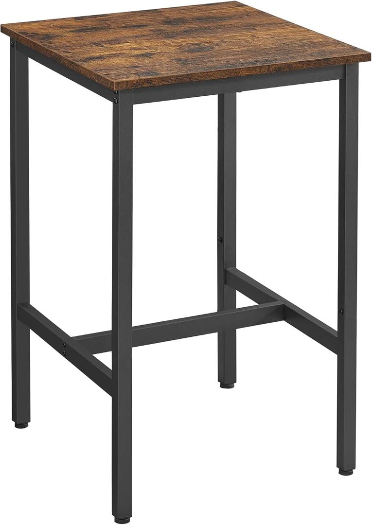 VASAGLE Bar Table, Small Kitchen Table, High Top Pub Table, for Living Room Study, Industrial Steel Frame, 23.6 x 23.6 x 35.4 Inches, Rustic Brown and Black ULBT25X